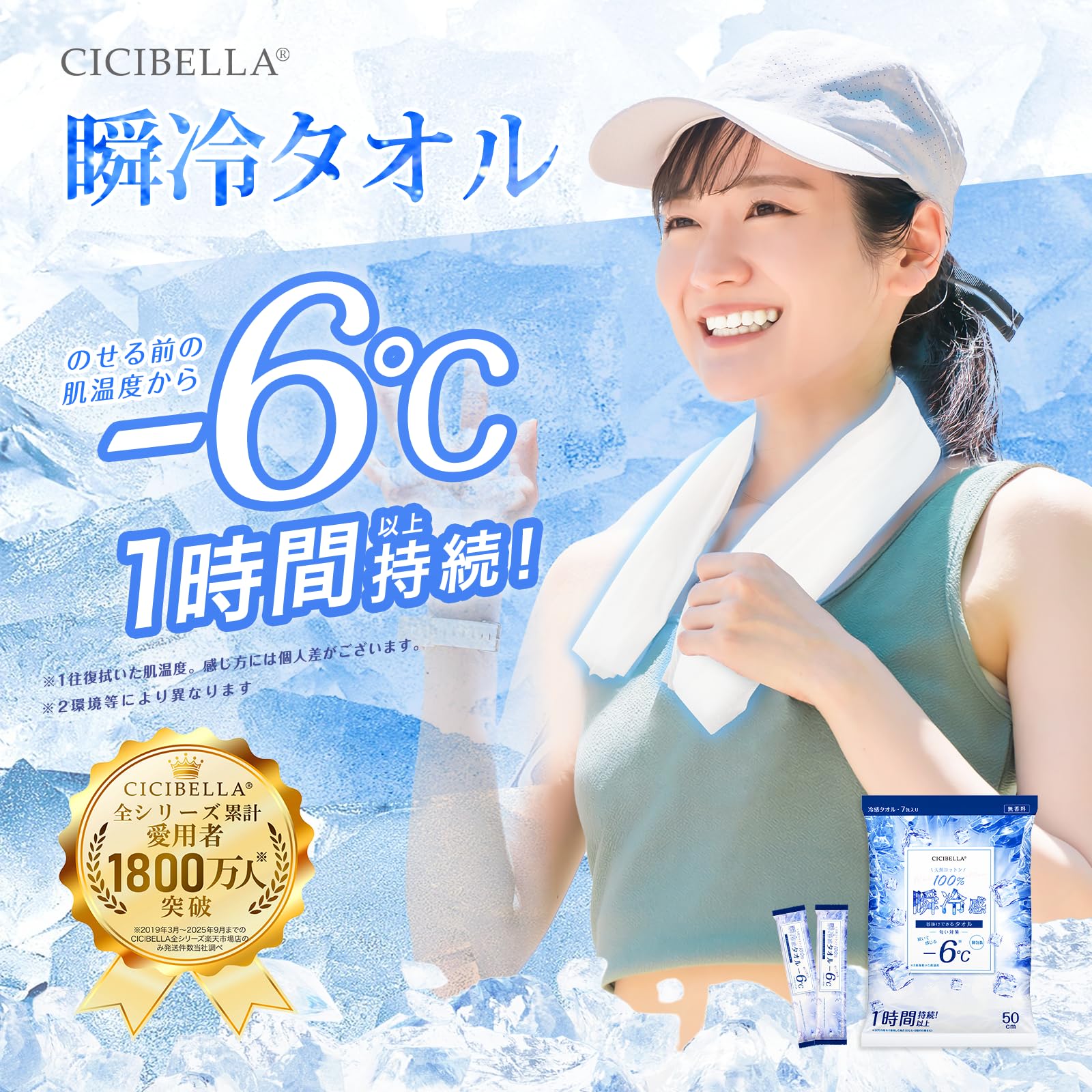 Amazon｜CICIBELLA 冷タオル 7本入 個包装 無香料 首掛けタイプ【-6